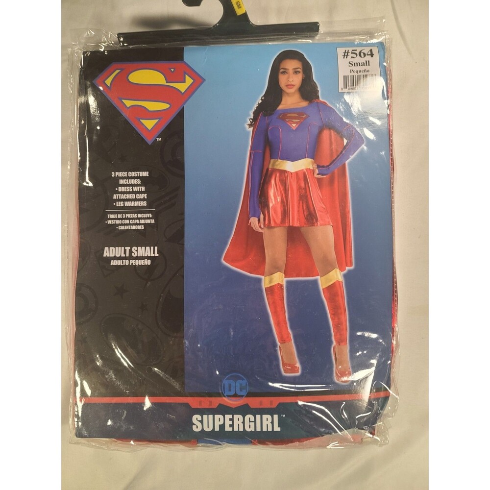 DC Supergirl Costume Adult Small Rubie's 3 Piece Dress Cape Leg Warmers